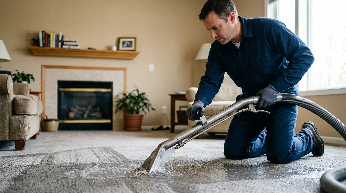Water damage restoration technician working near Monmouth, IL